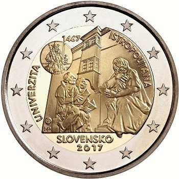 Awers słowackiej okolicznościowej monety 2 euro z 2017 roku.